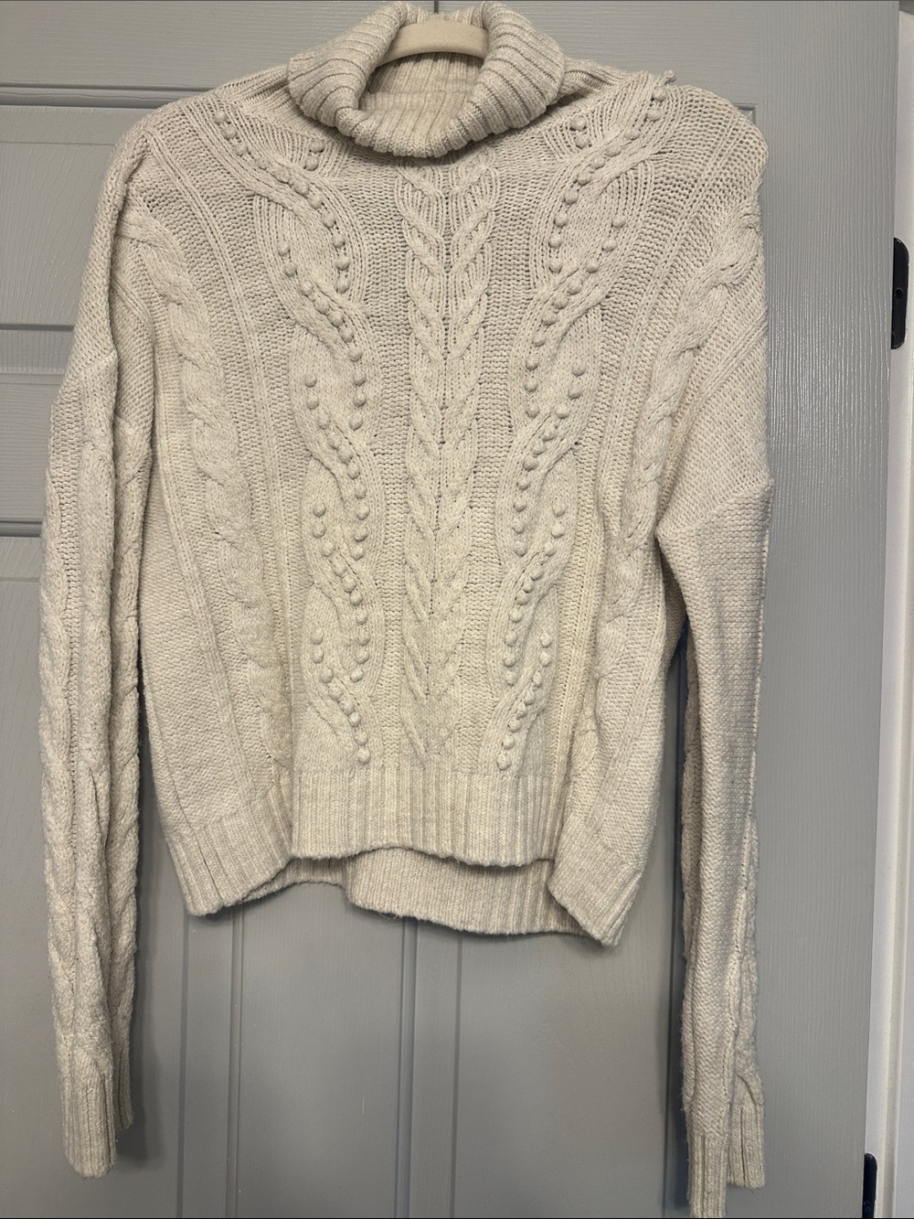 Reserved Cream Cable-Knit Turtleneck Sweater